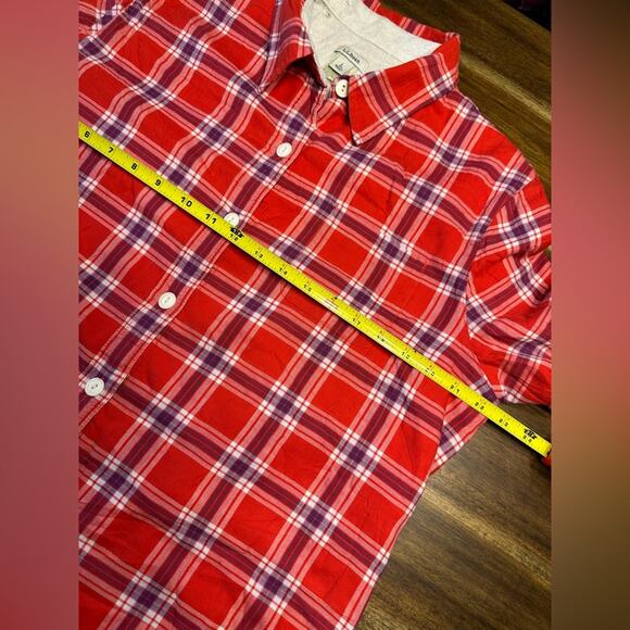 L.L. Bean Women's Fleece-Lined Flannel Shirt, Button-Front Plaid Red EUC - Picture 5 of 7